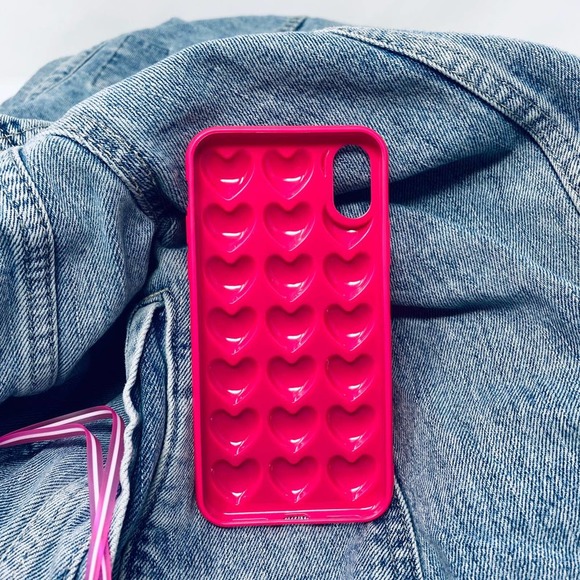 iPhone 7/8 Plus Case Hot Pink 3D Heart Print Cover - Picture 2 of 6